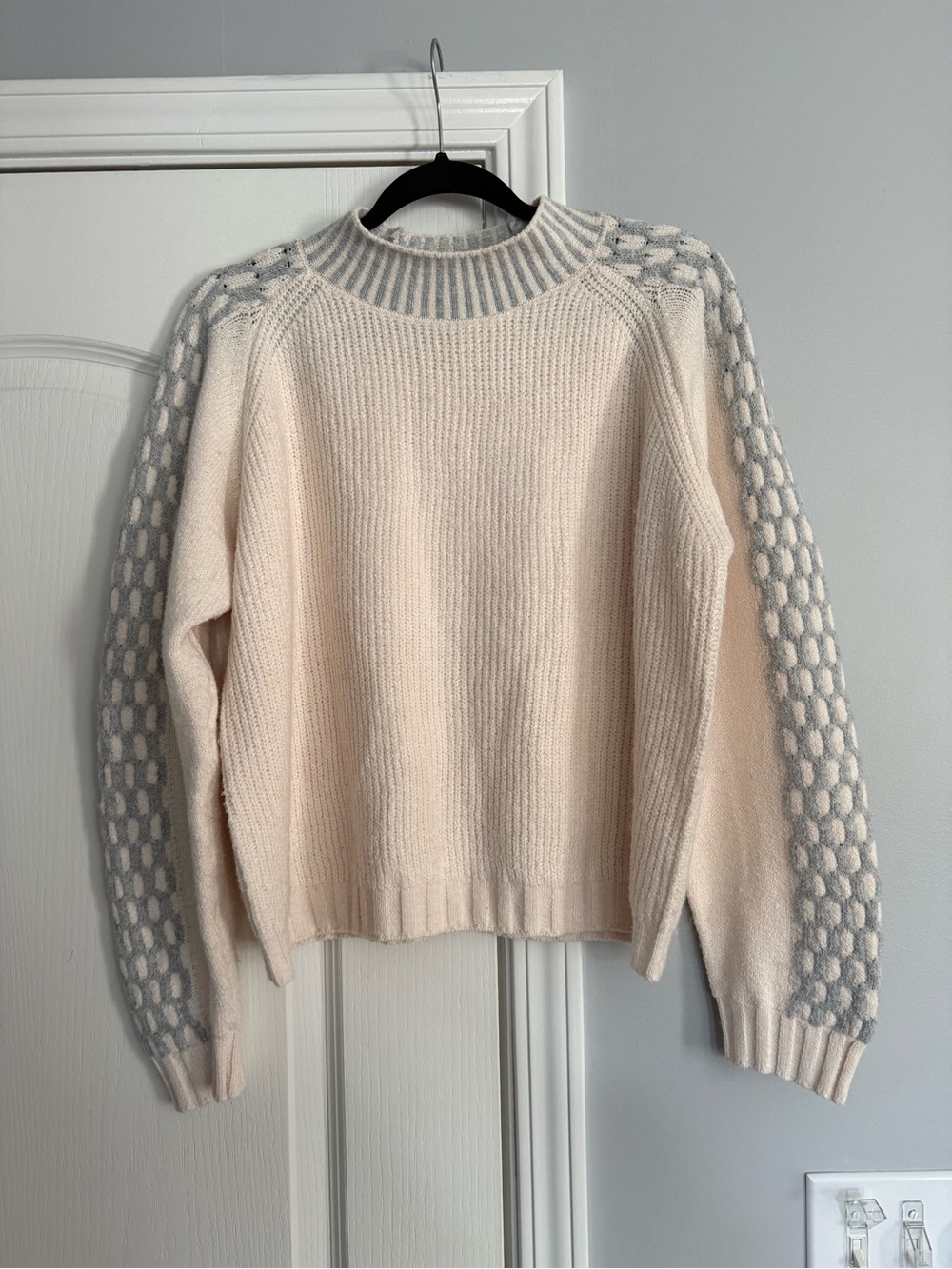 PINCH Soft Ivory & Light Gray Knit Sweater - Cozy Women's Pullover